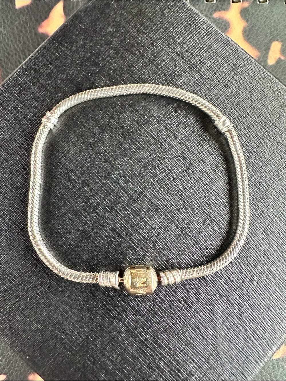 PANDORA ❤️ Sterling Silver Bracelet with 14K Gold Pandora Snap Clasp, 585 ALE